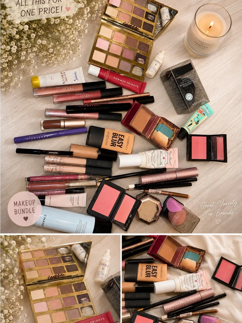 Sephora Women’s Eyeshadow & Makeup Bundle - Pink, Mauve, Nude, Gold